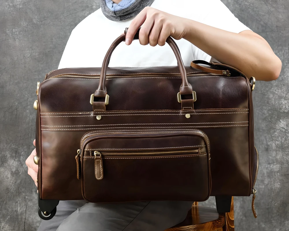 leather rolling carry-on luggage