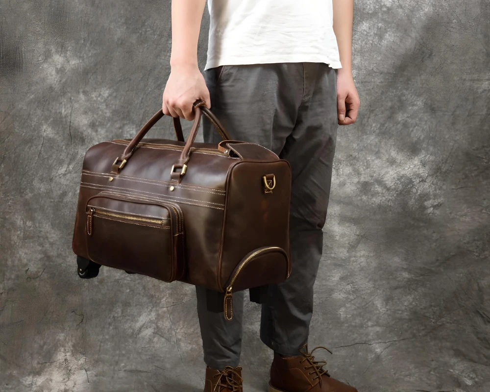 leather rolling carry on luggage